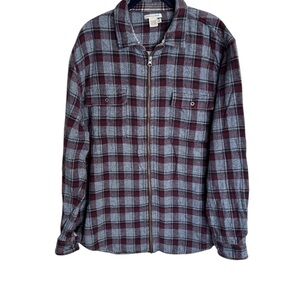 Carbon2Cobalt Plaid Flannel Full Zip Shirt Jacket 90s Workwear Mens X-Large
